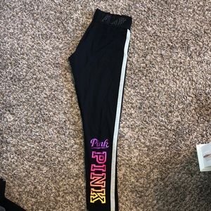 Black VS PINK leggings with colorful logo